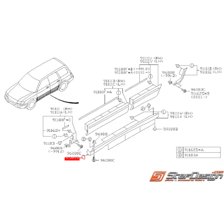 Clip de fin de bas de caisse SUBARU FORESTER 2000