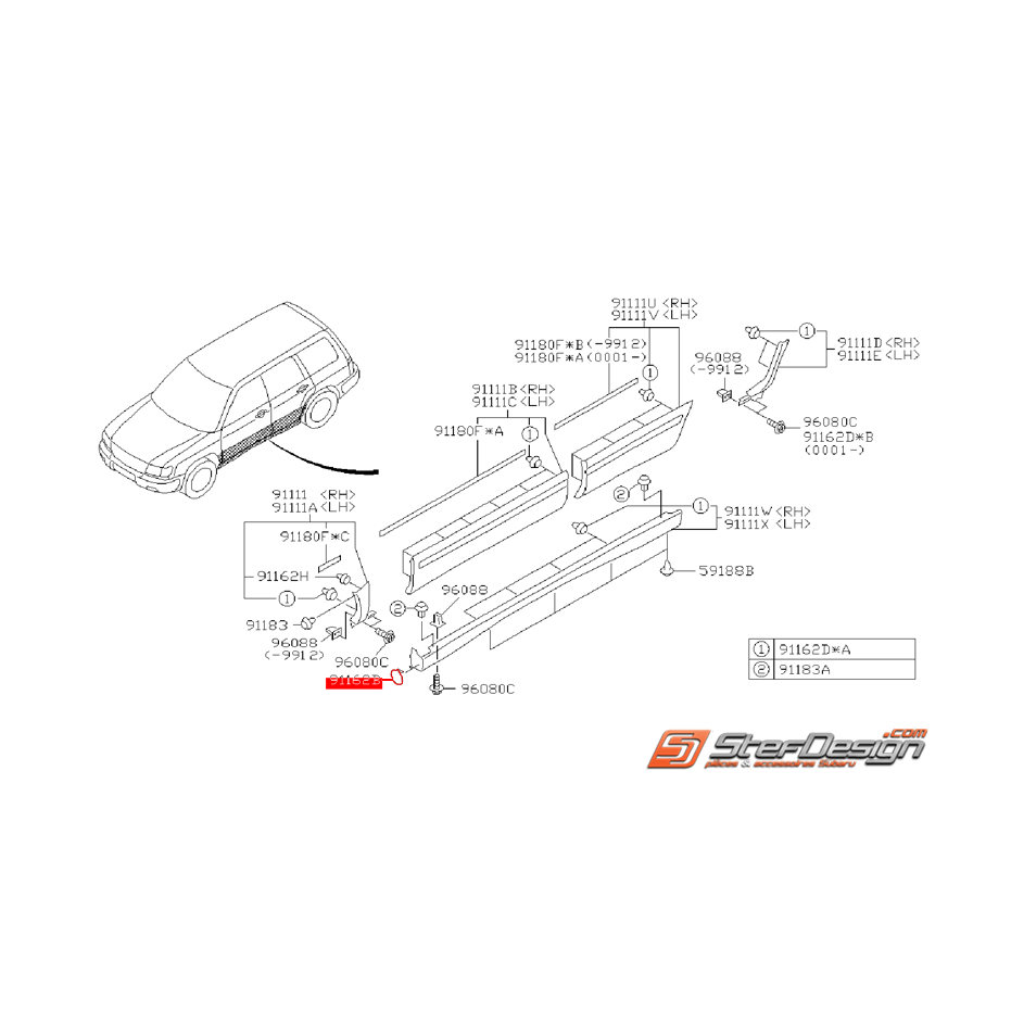 Clip de fin de bas de caisse SUBARU FORESTER 2000