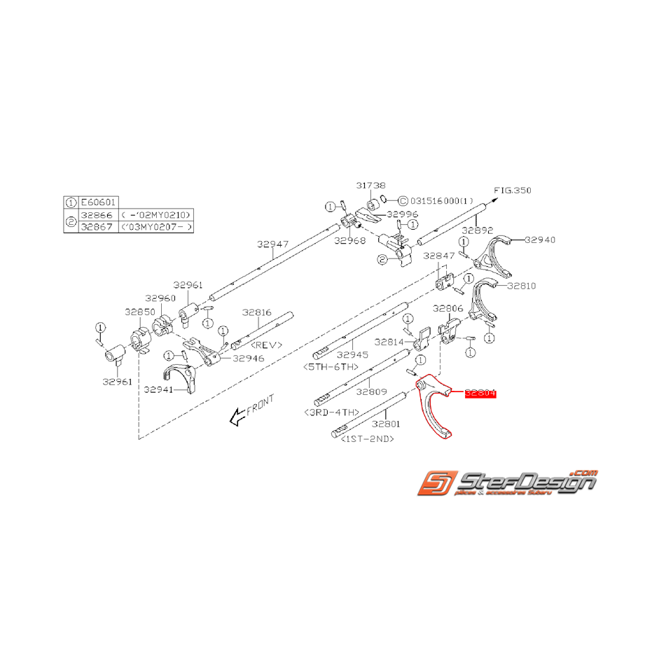Fourchette 1ere/2eme boite 6 vitesses SUBARU STI 03-07