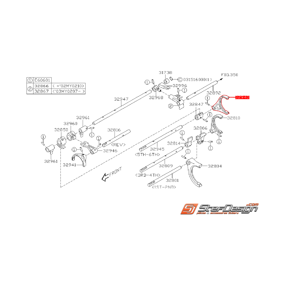 Fourchette alu 5eme/6eme boite 6 vitesses SUBARU STI 03-14