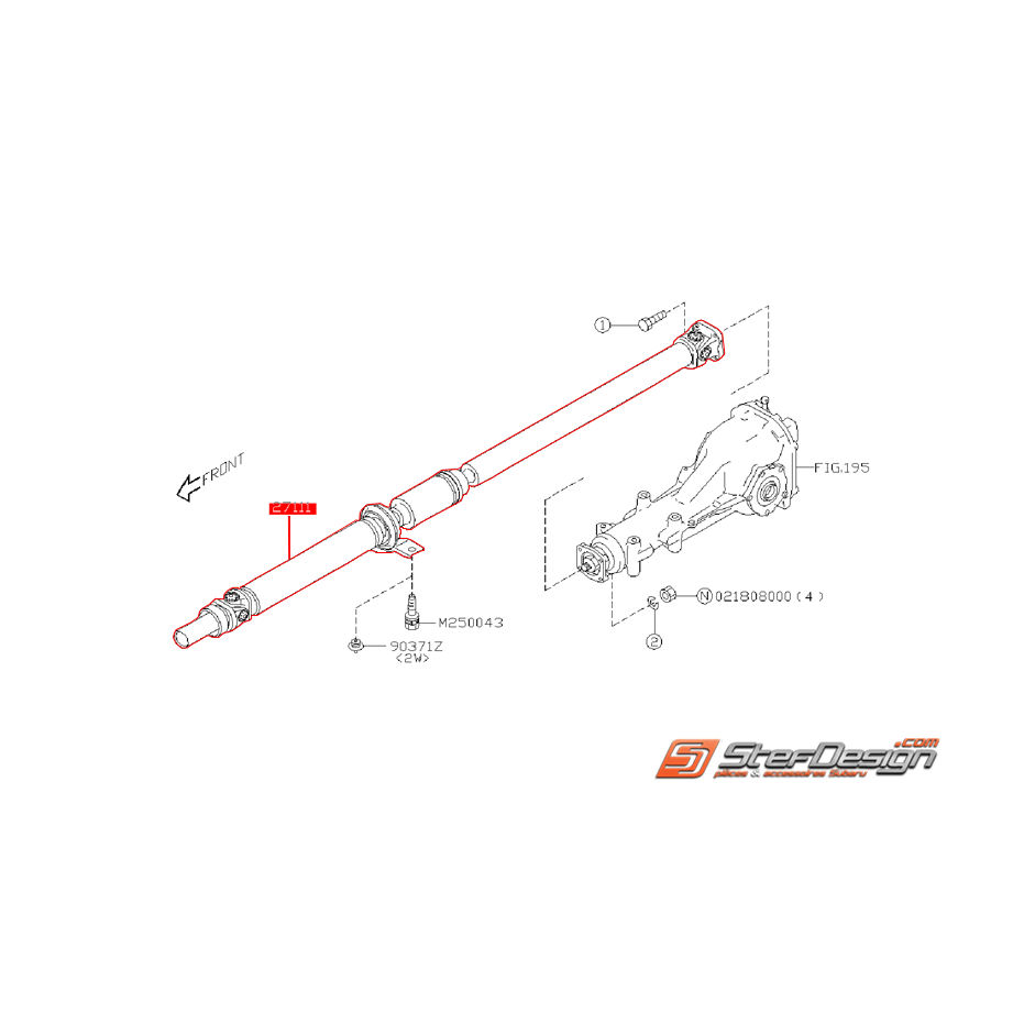 Arbre de transmission boite 5 vitesses sans DCCD SUBARU WRX 01-07 Arbre de transmission boite 5 vitesses sans DCCD SUBARU WRX 01-07