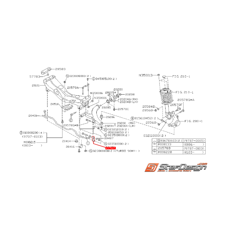Links avant origine SUBARU GT 93-00 WRX 01-02 FORESTER 02