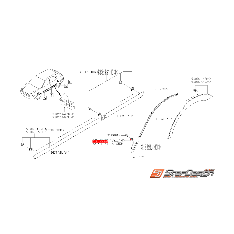 Clips de protection de roue WRX/STI 01-07