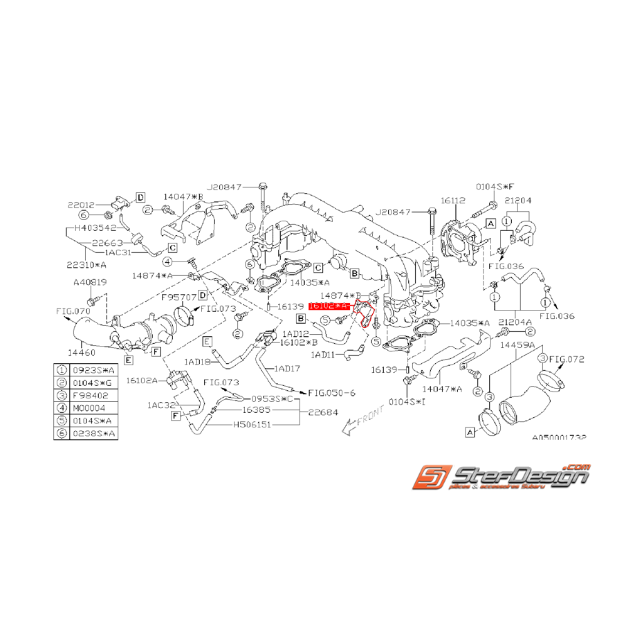 Solénoïde secondaire gauche collecteur d'admission SUBARU WRX 08-11