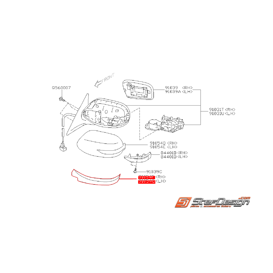 Couvercle inférieur rétroviseur SUBARU STI 08-10