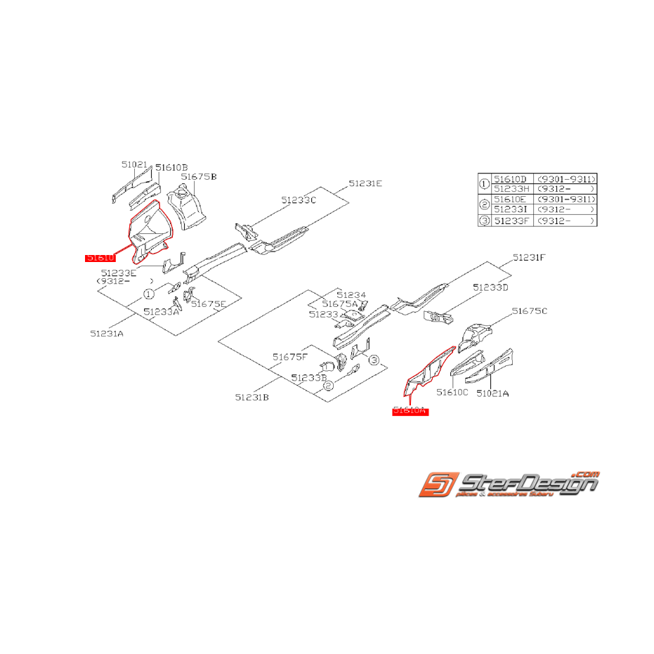 Passage de roue joue d'aile avant SUBARU GT 94-00 Passage de roue joue d'aile avant SUBARU GT 94-00