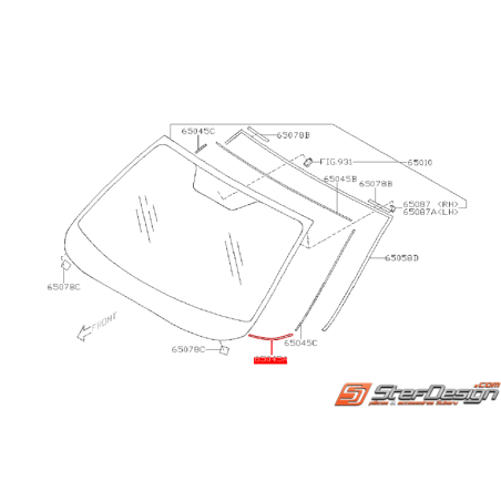 Joint inférieur de pare-brise avant SUBARU WRX/STI 08-14