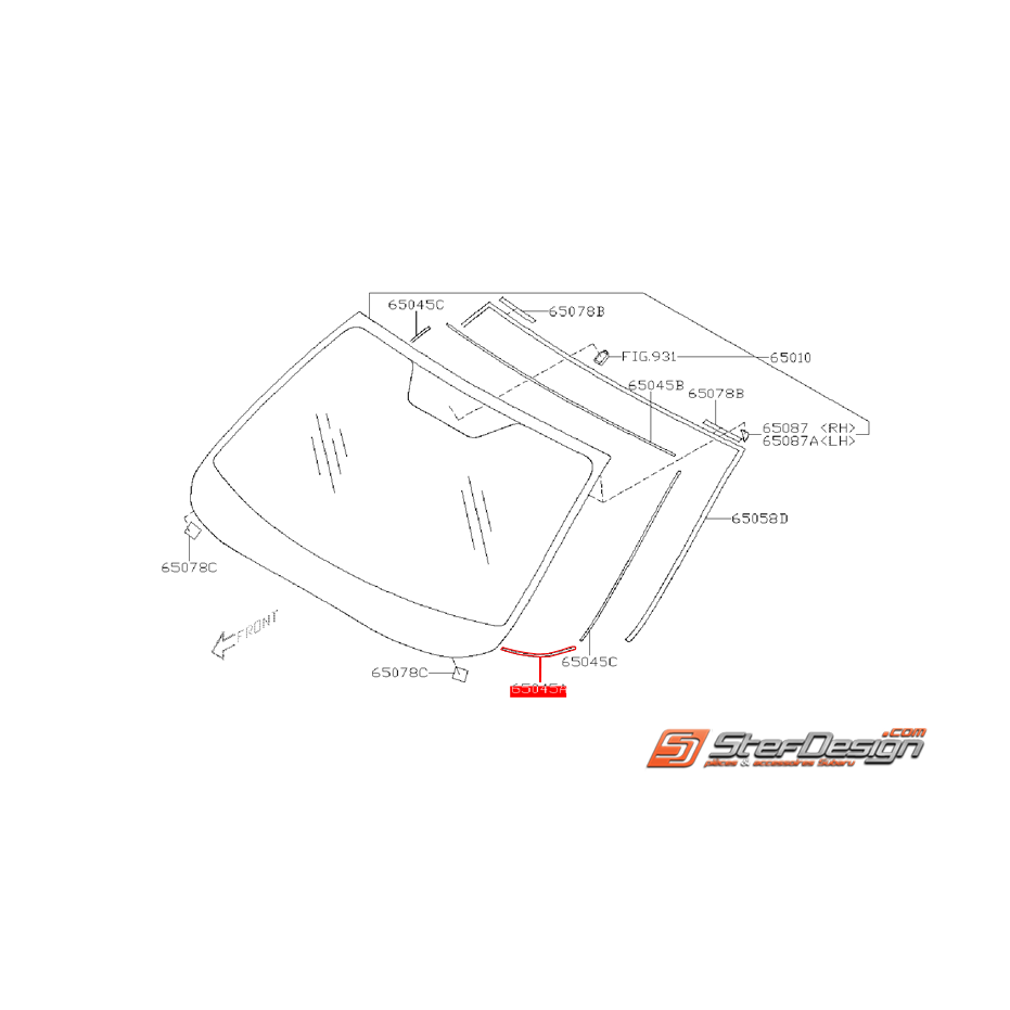 Joint inférieur de pare-brise avant SUBARU WRX/STI 08-14