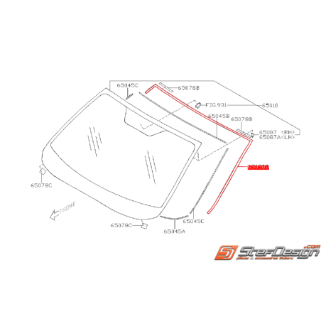 Moulure de pare-brise avant SUBARU WRX/STI 08-14