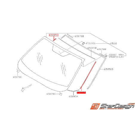 Joints latéraux de pare-brise avant SUBARU WRX/STI 08-14