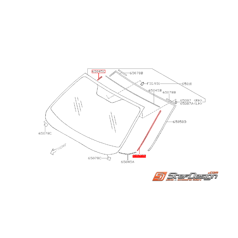 Joints latéraux de pare-brise avant SUBARU WRX/STI 08-14