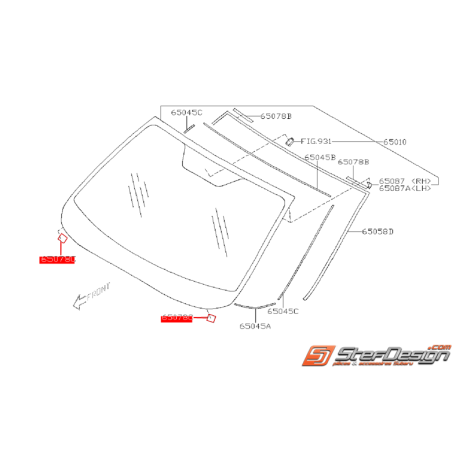 Joints centrales pare-brise SUBARU WRX/STI 08-14 