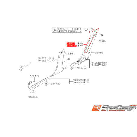 Garniture intérieur de banquette arrière WRX/STI 01-07