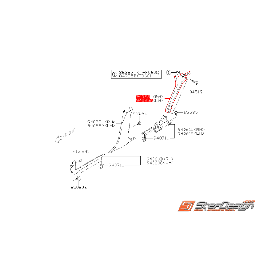 Garniture intérieur de banquette arrière WRX/STI 01-07