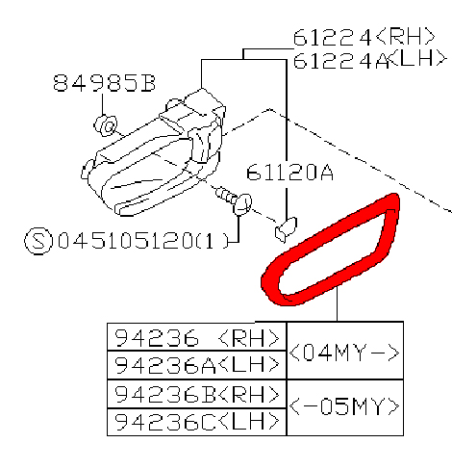 contour de poignet de porte WRX 2003-2005