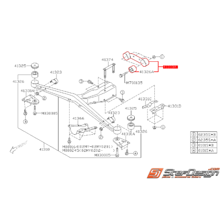 Support arrière de pont SUBARU STI 05-07