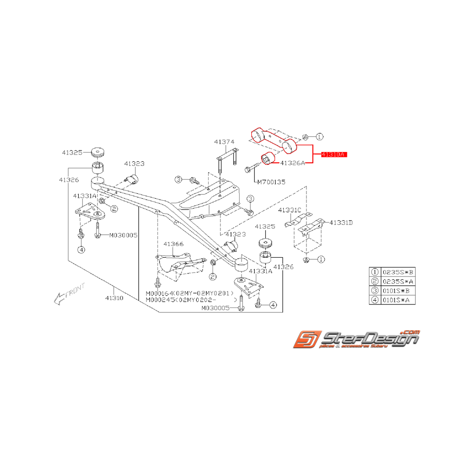 Support arrière de pont SUBARU STI 05-07