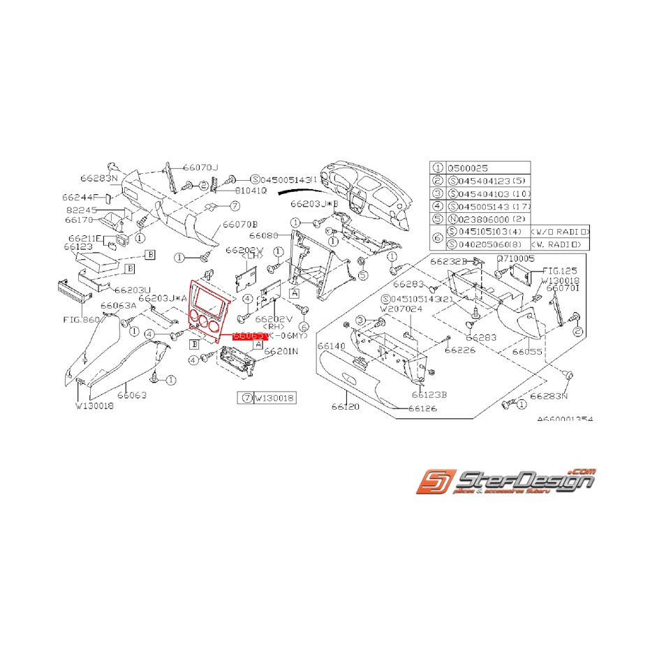 Garniture de console radio SUBARU WRX/STI 2006 Garniture de console radio SUBARU WRX/STI 2006