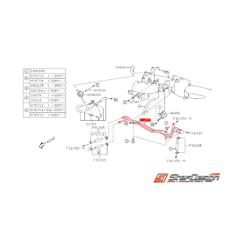 Tuyau complet de retour de carburant WRX/STI 01-07 Tuyau complet de retour de carburant WRX/STI 01-07