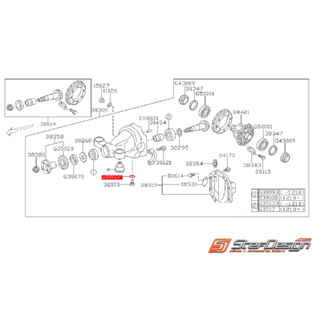 joint de bouchon de pont arrière inférieur subaru brz /toyota gt86