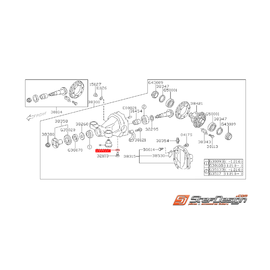 joint de bouchon de pont arrière inférieur subaru brz /toyota gt86