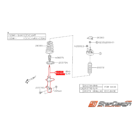 Amortisseurs arrières SUBARU 2.0 R 2006