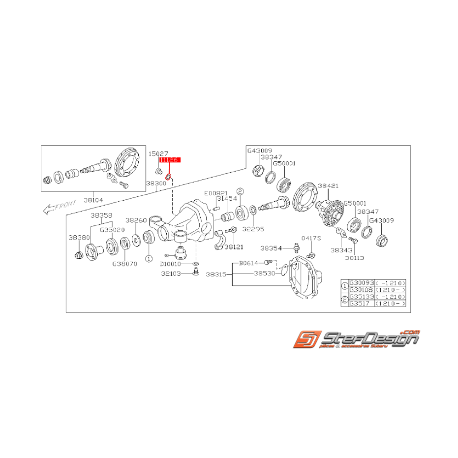 Joint de bouchon de pont  arrière toyota gt 86/ subaru brz 
