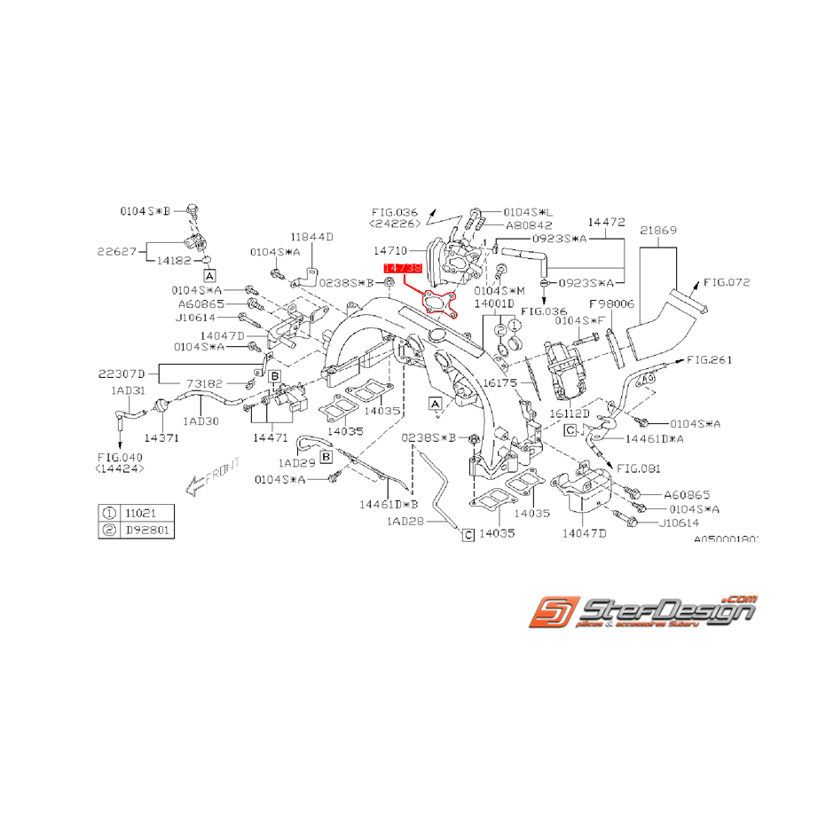 Joint de vanne EGR Subaru WRX 2008 Diesel et Forester 2009