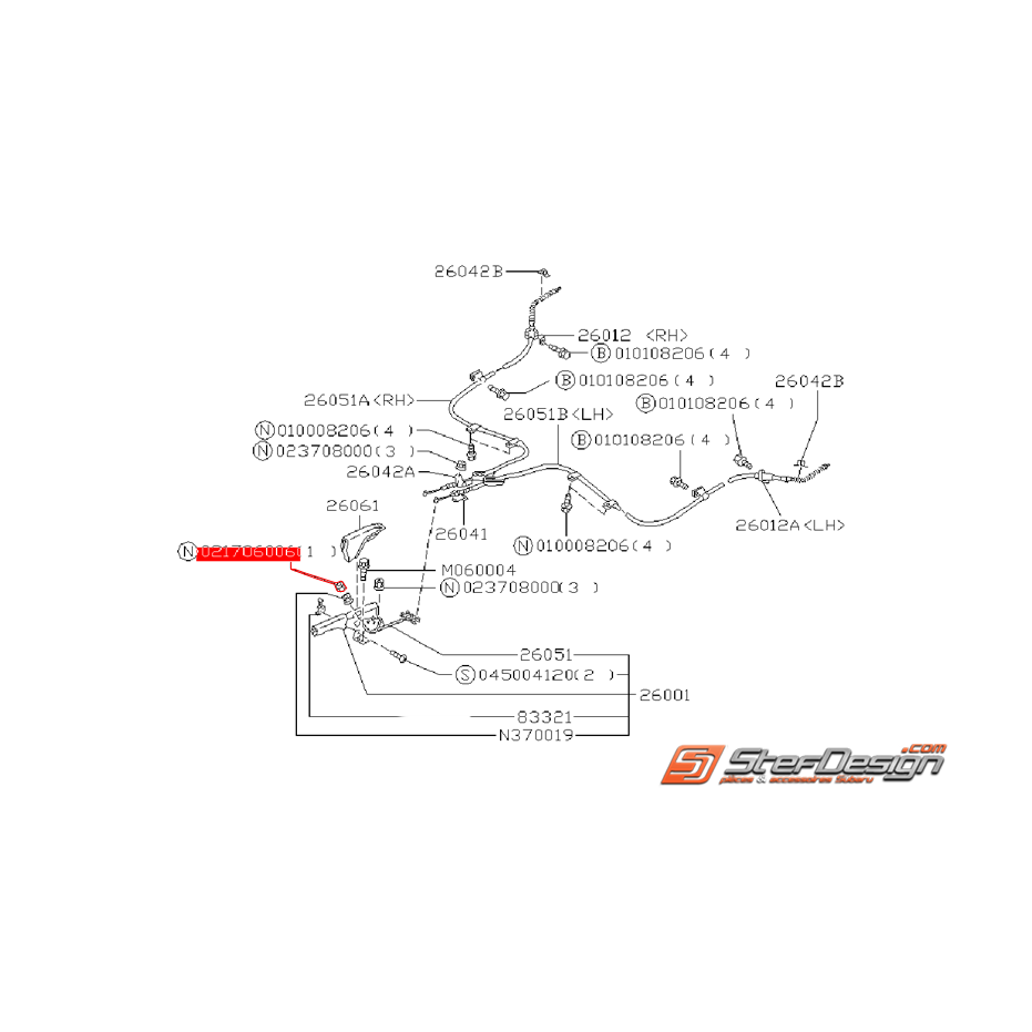 Écrou de fixation levier de frein a main GT 98-00