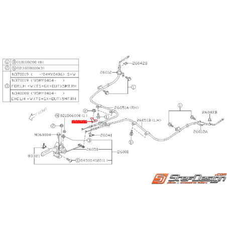 Attache levier de frein a main WRX/STI 2005