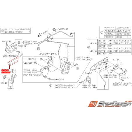 Contour de poignée de porte avant WRX/STI 05-07