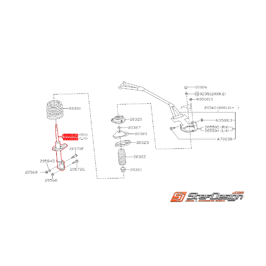 Amortisseurs avant origine SUBARU GT 93-00