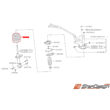 Ressorts amortisseurs avant origine SUBARU GT 98-00