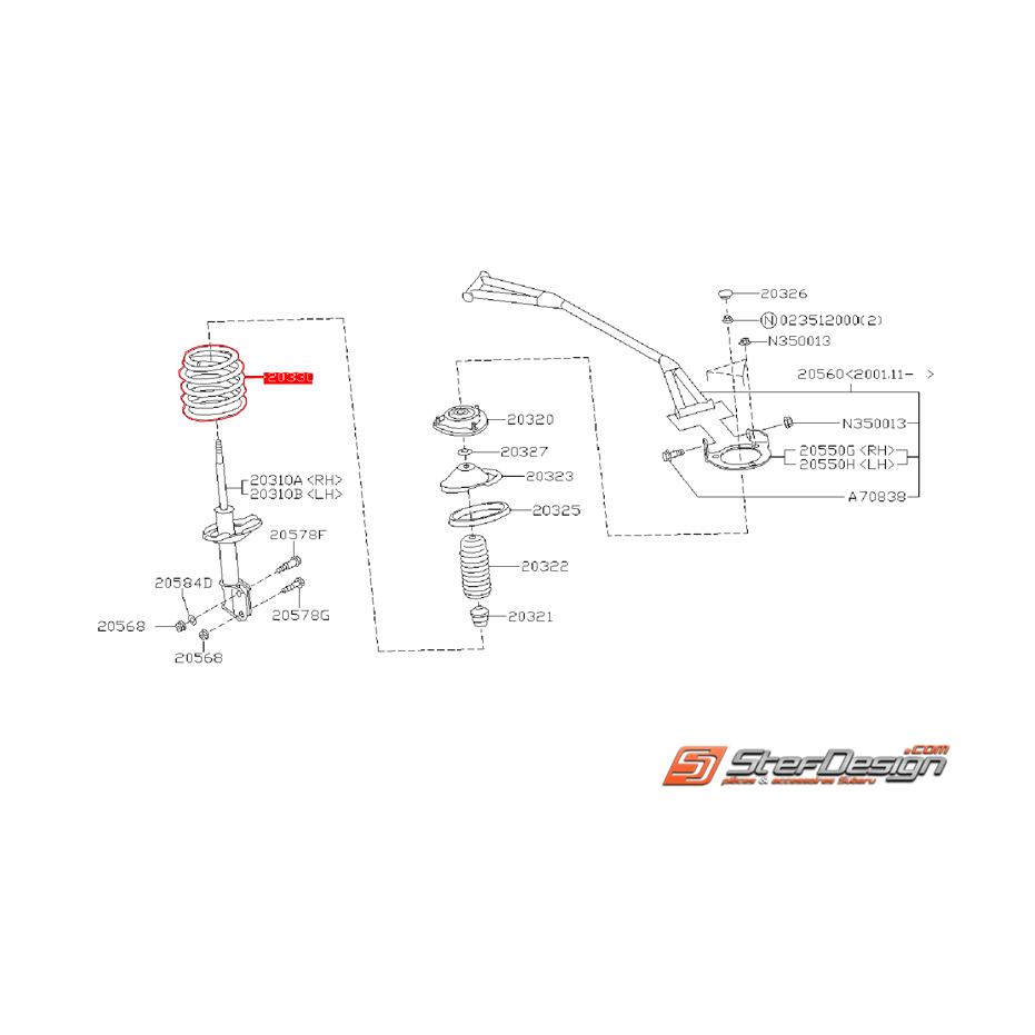 Ressorts amortisseurs avant origine SUBARU GT 98-00