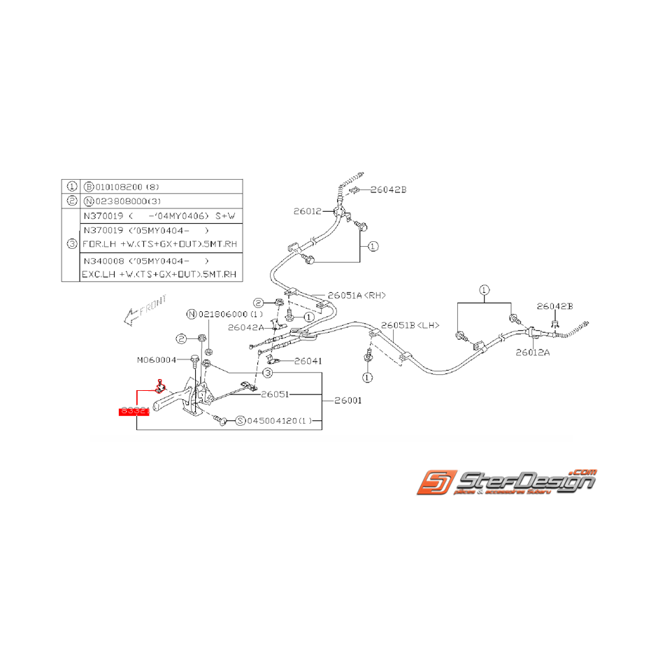 Contacteur de frein a main SUBARU WRX/STI 05-07 Contacteur de frein a main SUBARU WRX/STI 05-07