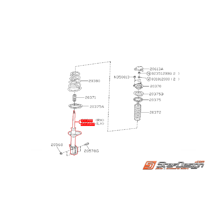 Amortisseurs arrière origine SUBARU GT 93-00 Amortisseurs arrière origine SUBARU GT 93-00