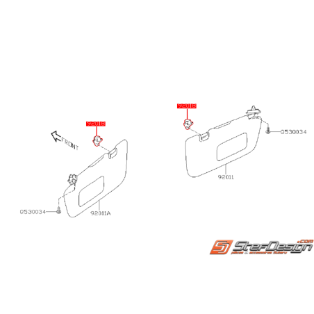 Crochet de pare-soleil SUBARU STI 08-14