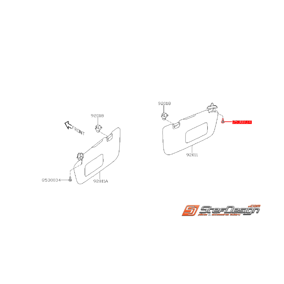 Vis de fixation de crochet de pare-soleil STI 08-14