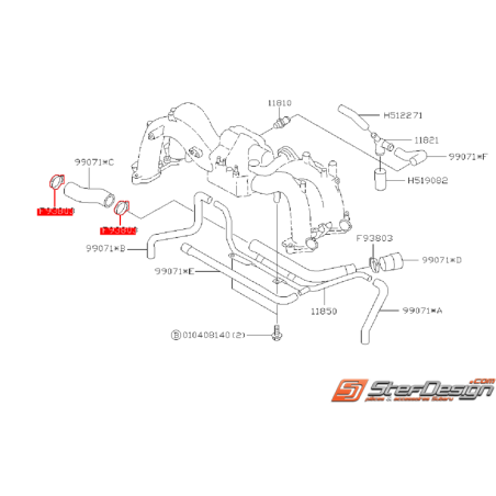 Collier durite de dépression SUBARU IMPREZA GT 97-98