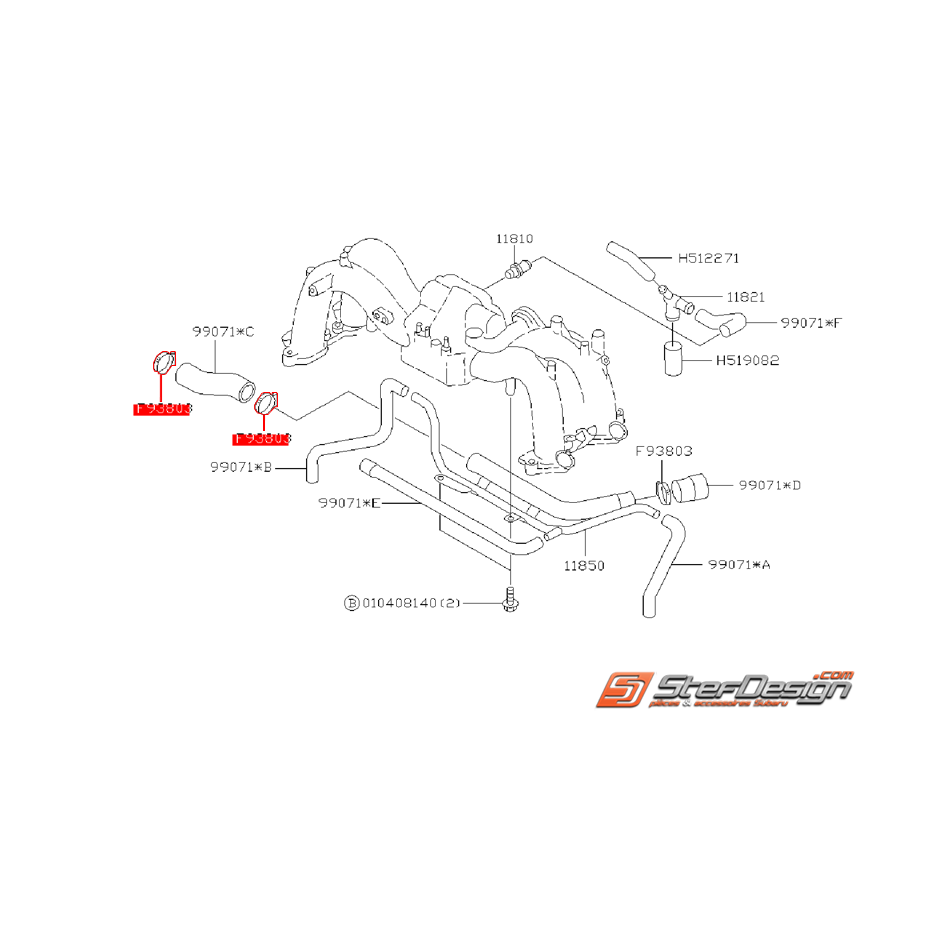 Collier durite de dépression SUBARU IMPREZA GT 97-98