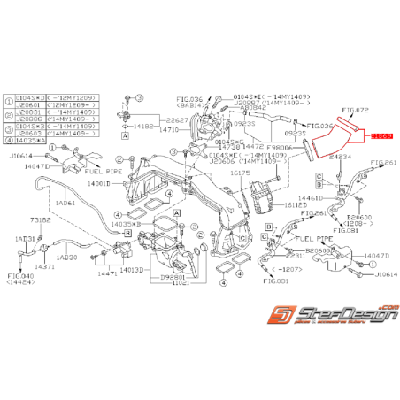 Durite d'air papillon d'admission Subaru Diesel 09-10 XV 2012