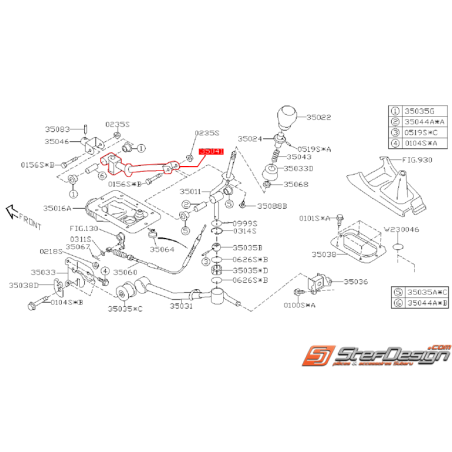 Barre de tringlerie boite 6 vitesses SUBARU STI 06-07