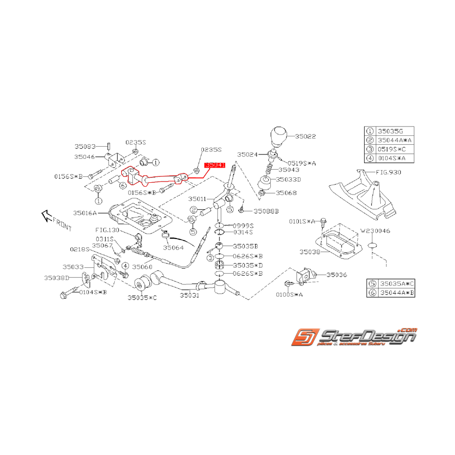 Barre de tringlerie boite 6 vitesses SUBARU STI 06-07 Barre de tringlerie boite 6 vitesses SUBARU STI 06-07