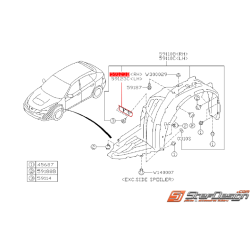 Plaque pare boue SUBARU WRX du 01-06-2008 à 2011