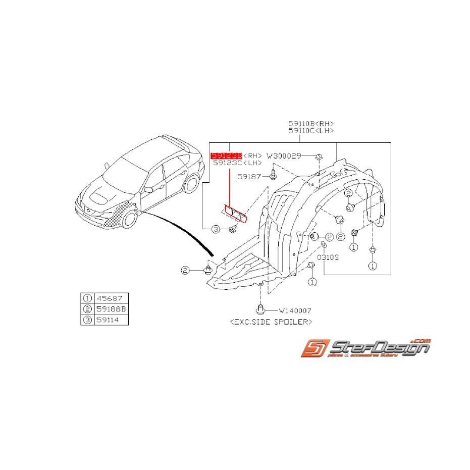 Plaque pare boue SUBARU WRX du 01-06-2008 à 2011 Plaque pare boue SUBARU WRX du 01-06-2008 à 2011