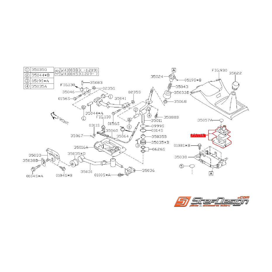 Soufflet et isolateur de levier de vitesse SUBARU STI 08-14 Soufflet et isolateur de levier de vitesse SUBARU STI 08-14