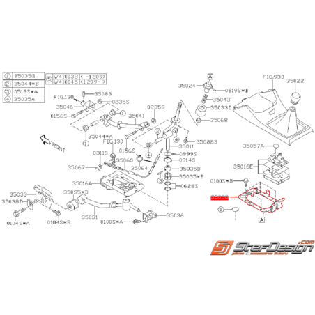 Plaque de fixation de soufflet de levier de vitesse WRX/STI 08-14