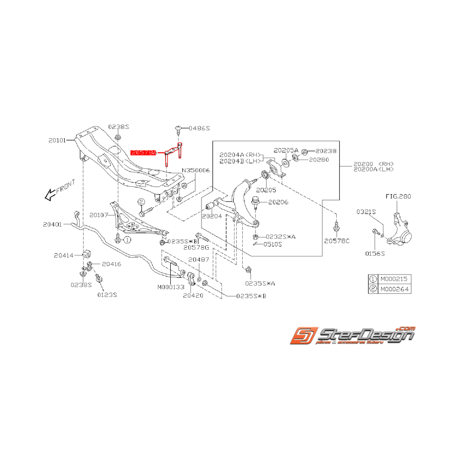 Plaque de fixation de berceau avant WRX/STI 01-07 Plaque de fixation de berceau avant WRX/STI 01-07