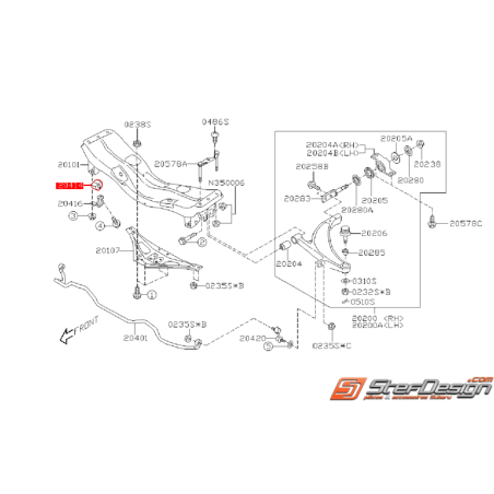 Silent bloc de barre stabilisatrice avant origine STI 2004