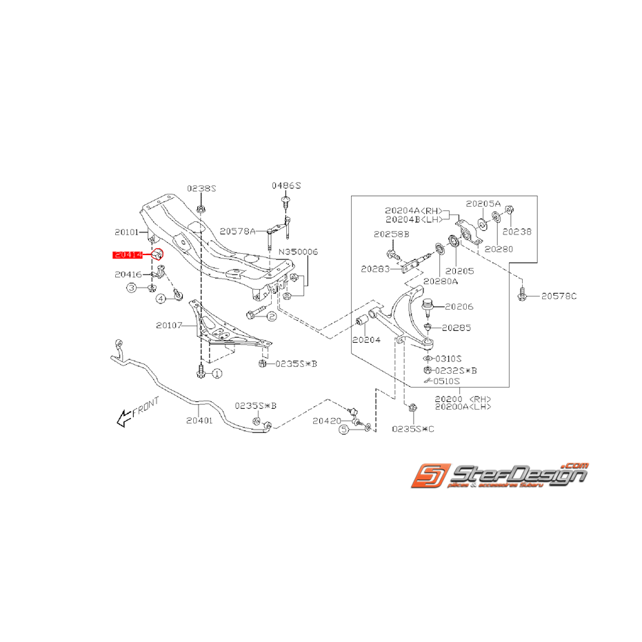 Silent bloc de barre stabilisatrice avant origine STI 2004